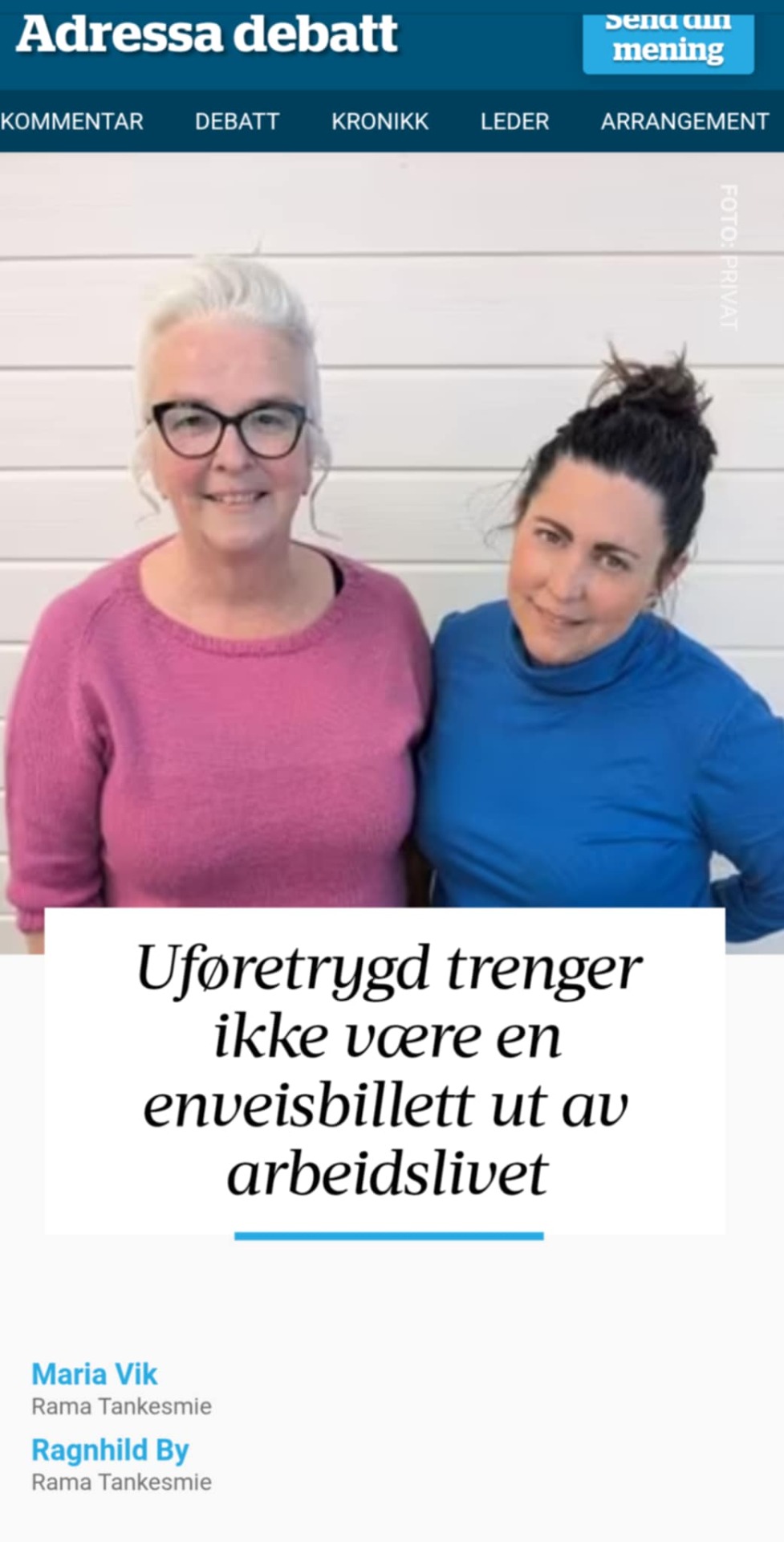 Kronikk i Adresseavisen